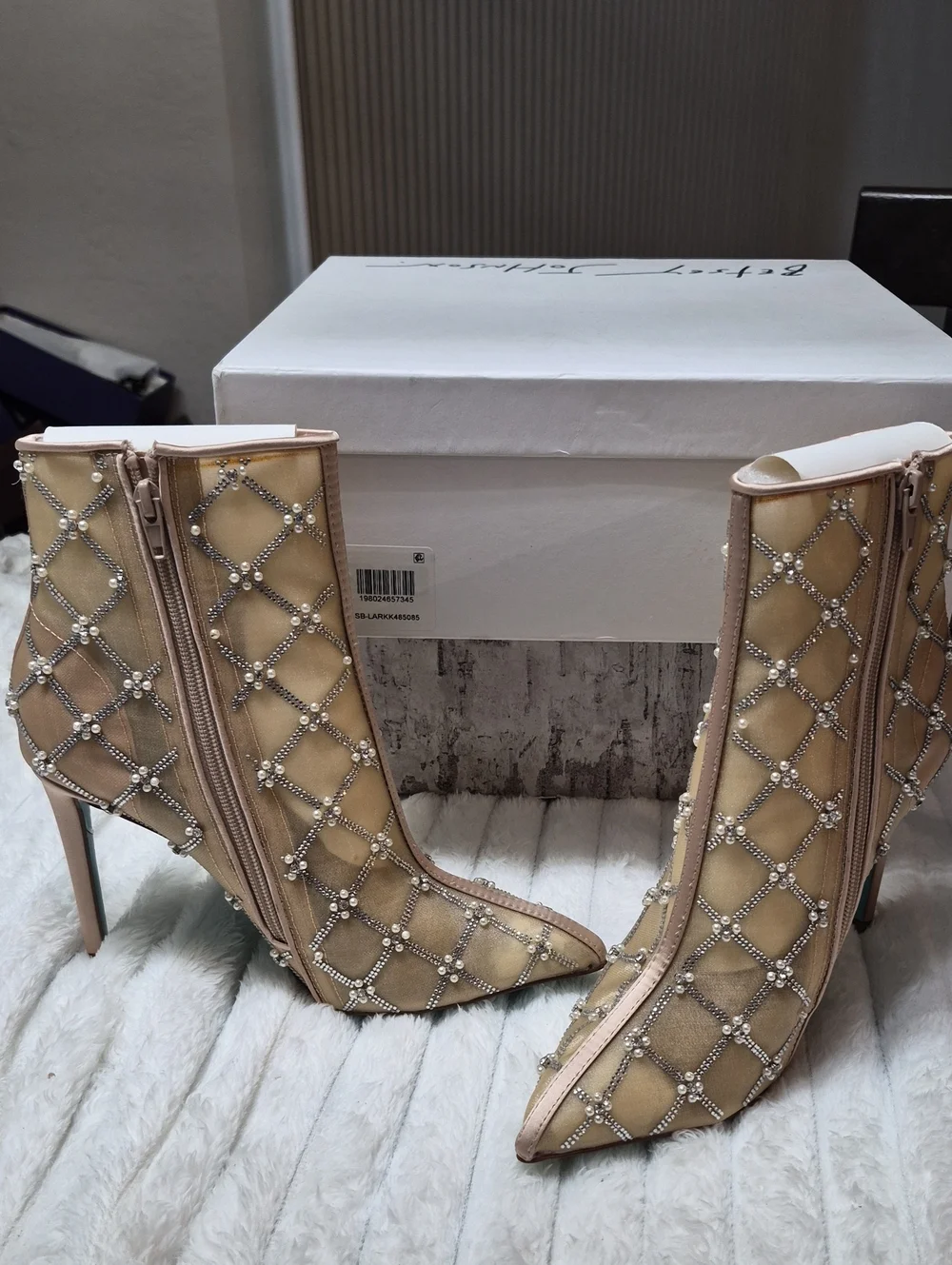 Betsey Johnson Larkk Embellished Mesh Dress Booties Women's New